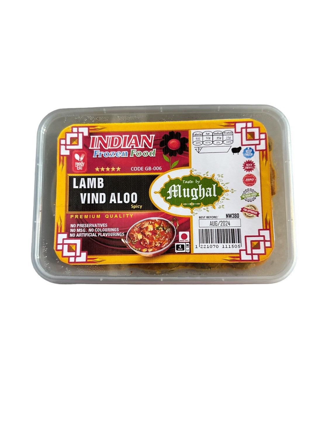 Indian Frozen Food Lamb Vind Aloo